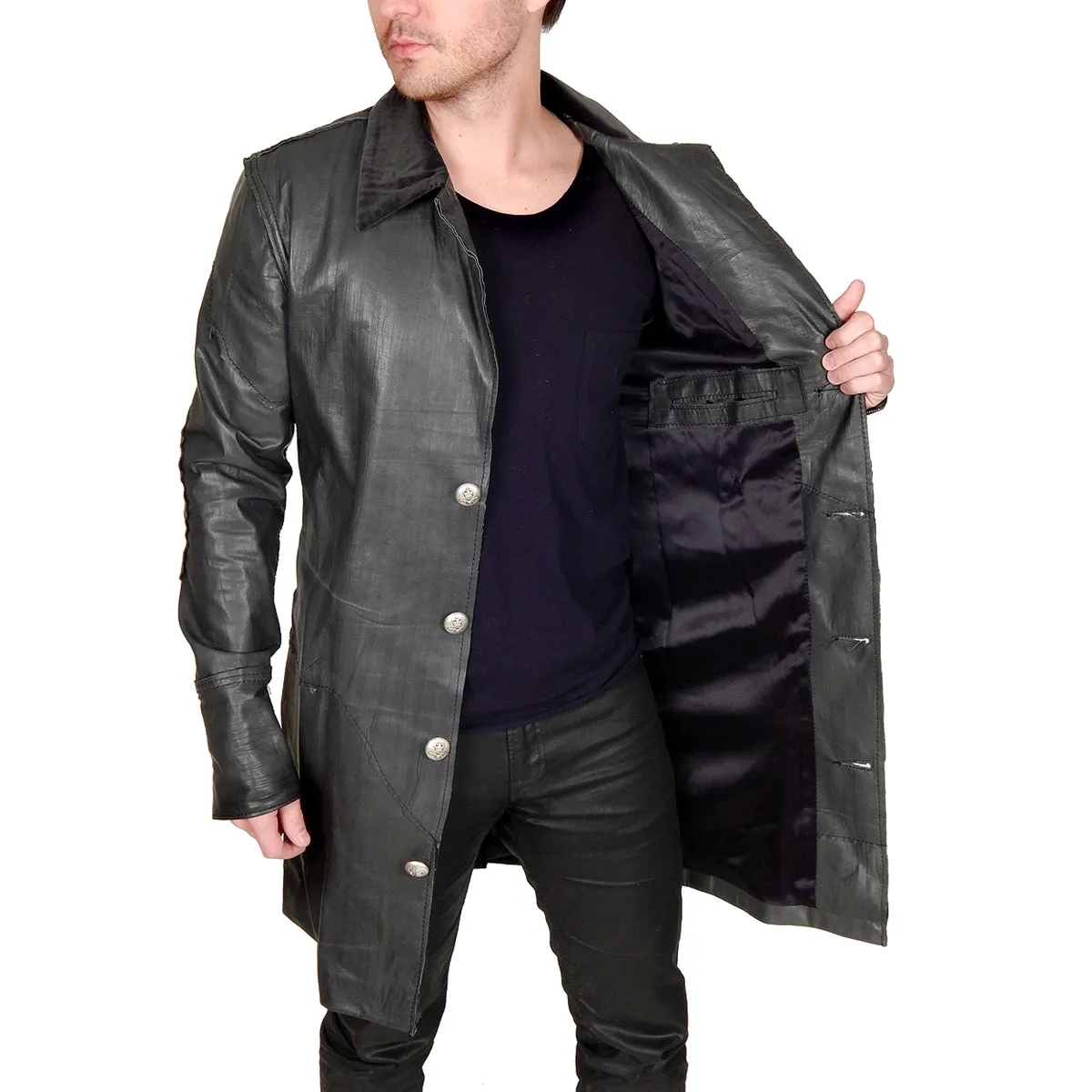 Men's JUNKER DESIGNS - "CAMERON" Custom Lambskin 3/4 Trench Jacket