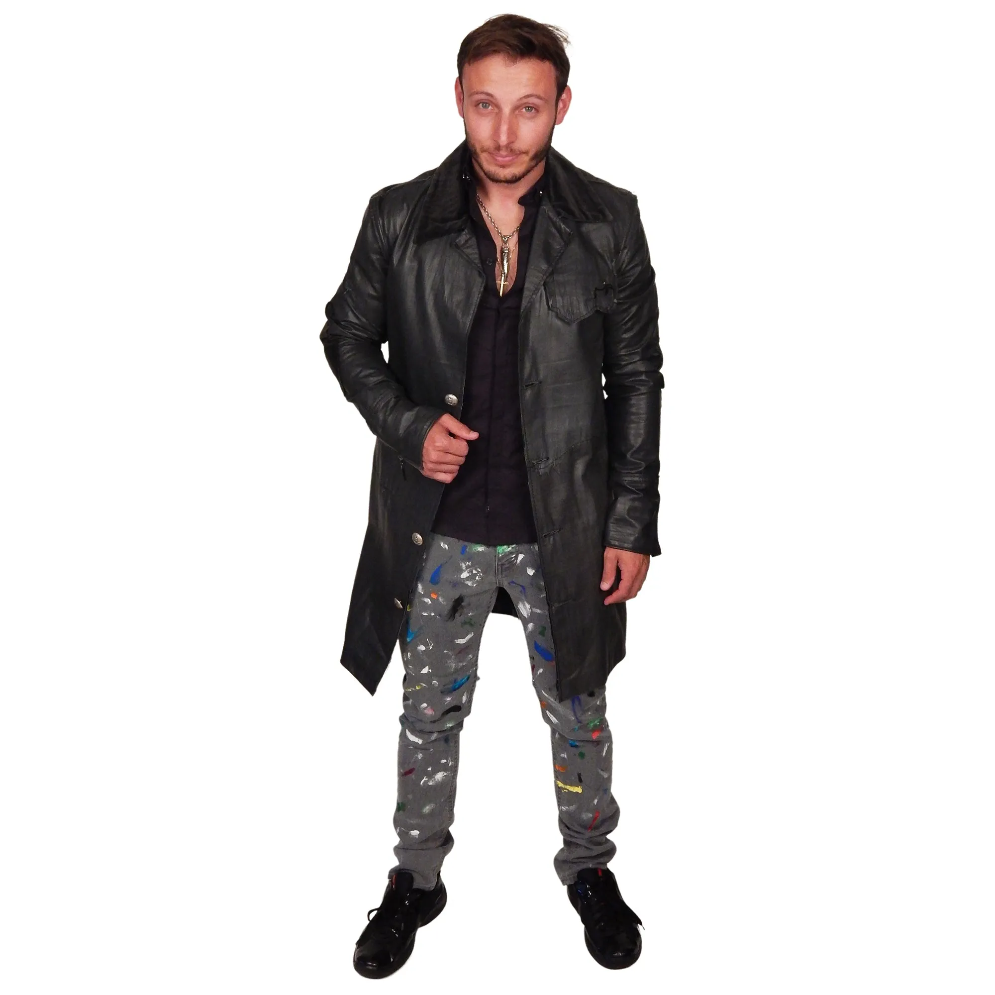 Men's JUNKER DESIGNS - "CAMERON" Custom Lambskin 3/4 Trench Jacket