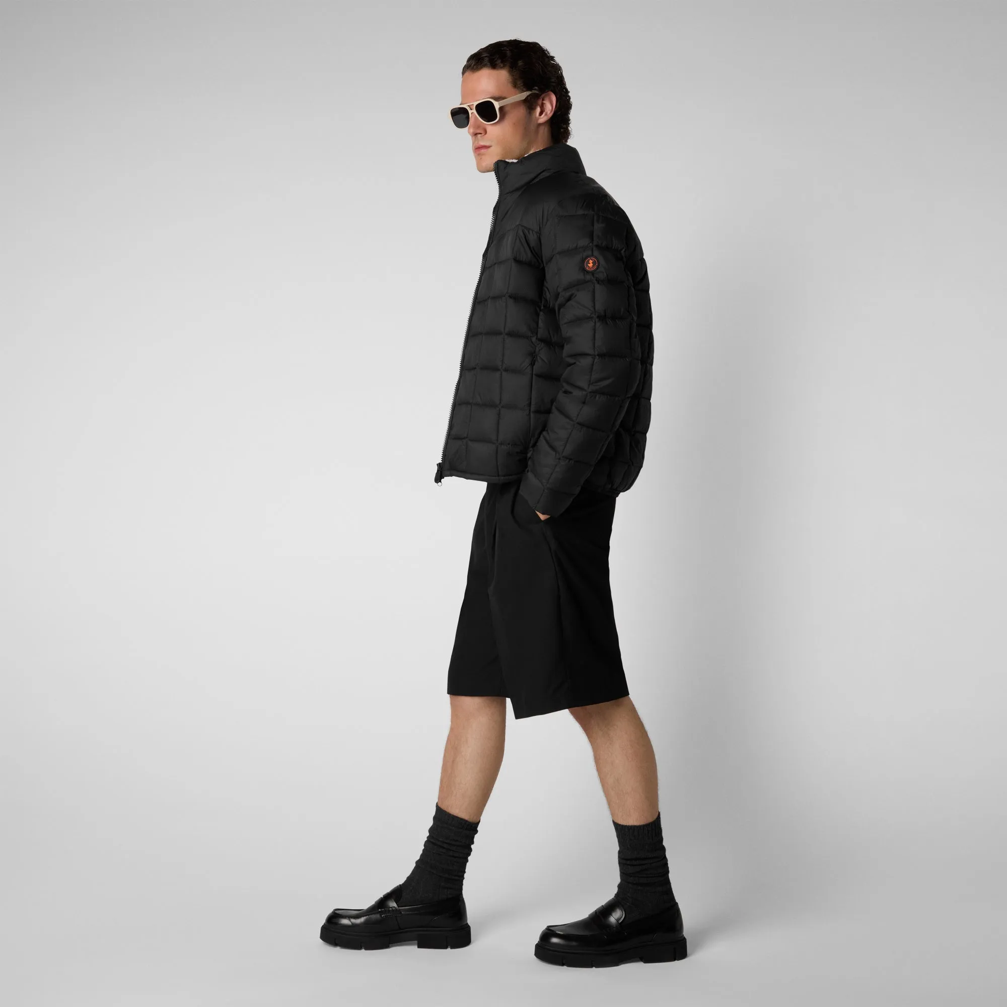 Men's Stalis Puffer Jacket with Faux Fur Lining in Black