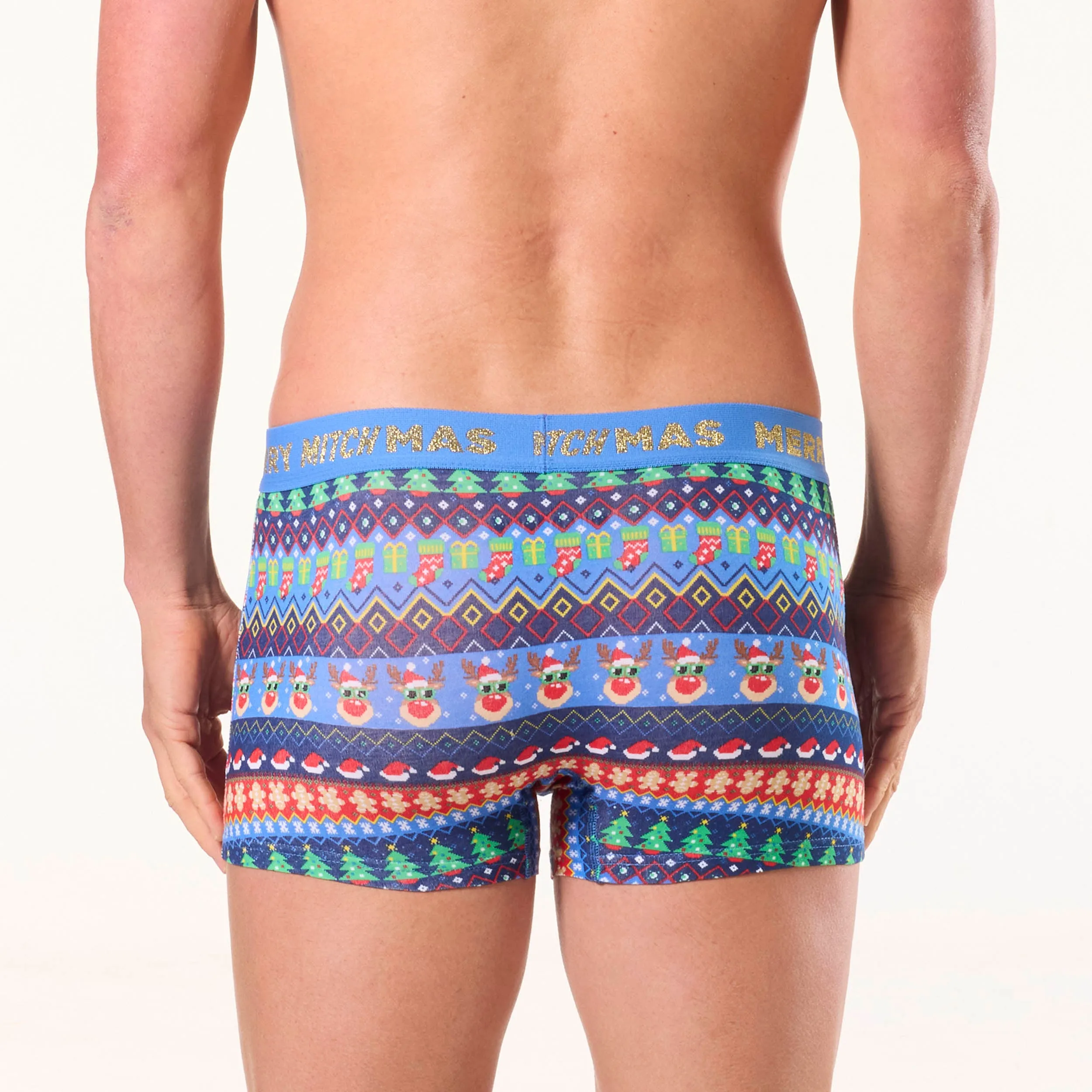 Men's Ugly Sweater Cotton Trunks - Blue