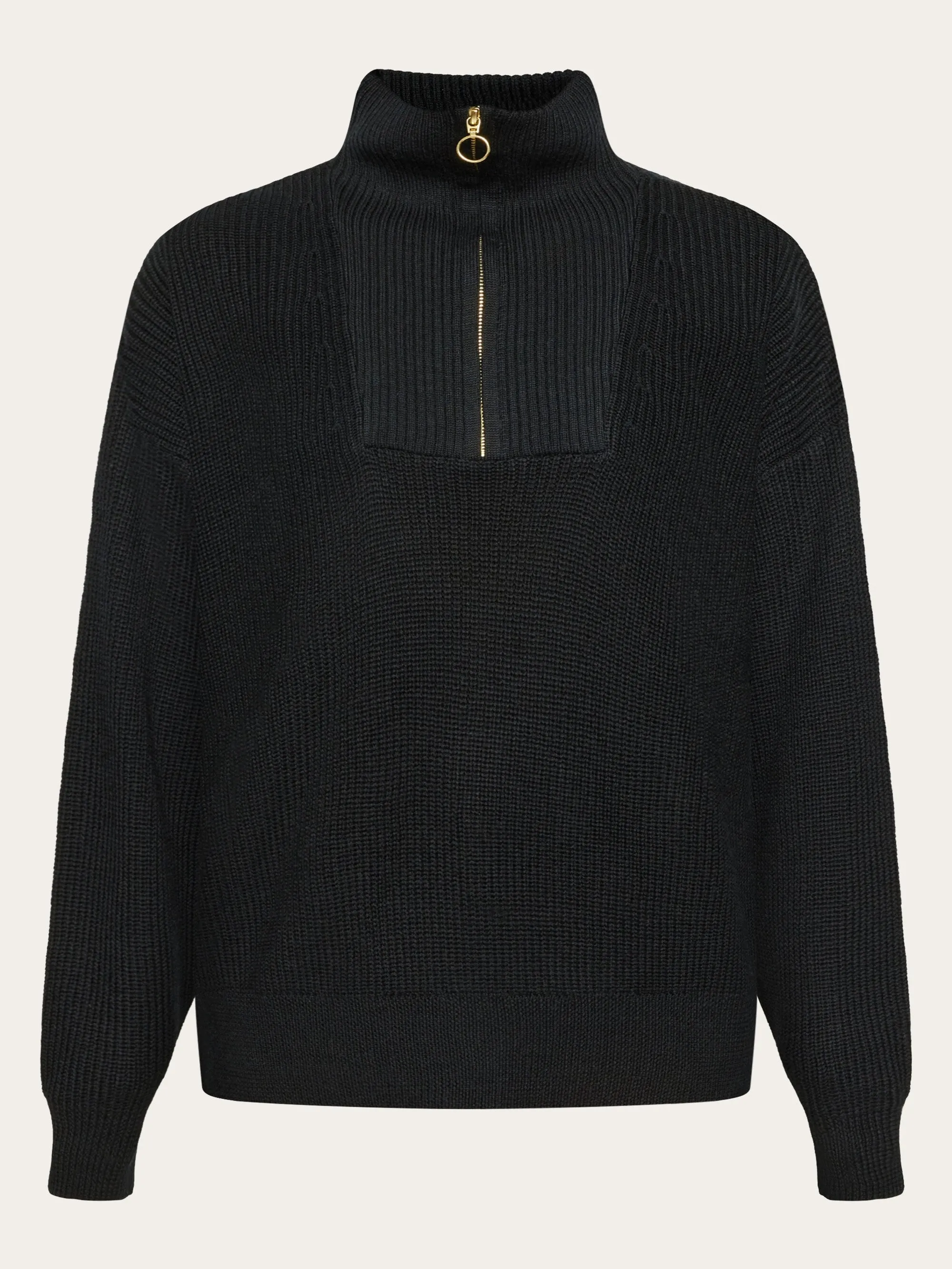 Merino half zip high neck - Black Jet