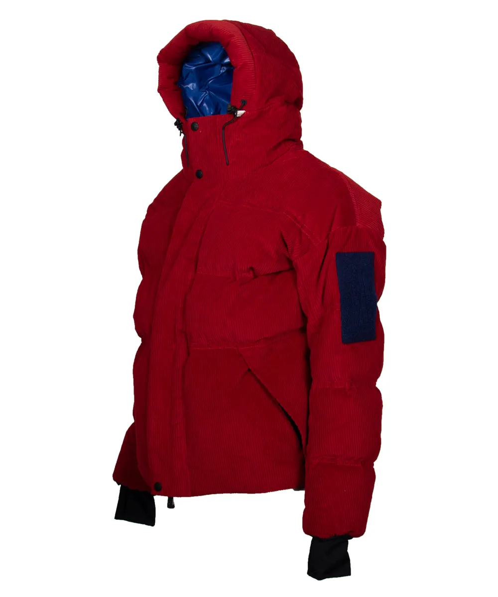 Moncler Stuller Hooded Corduroy Puffer Jacket Size 5 in Red