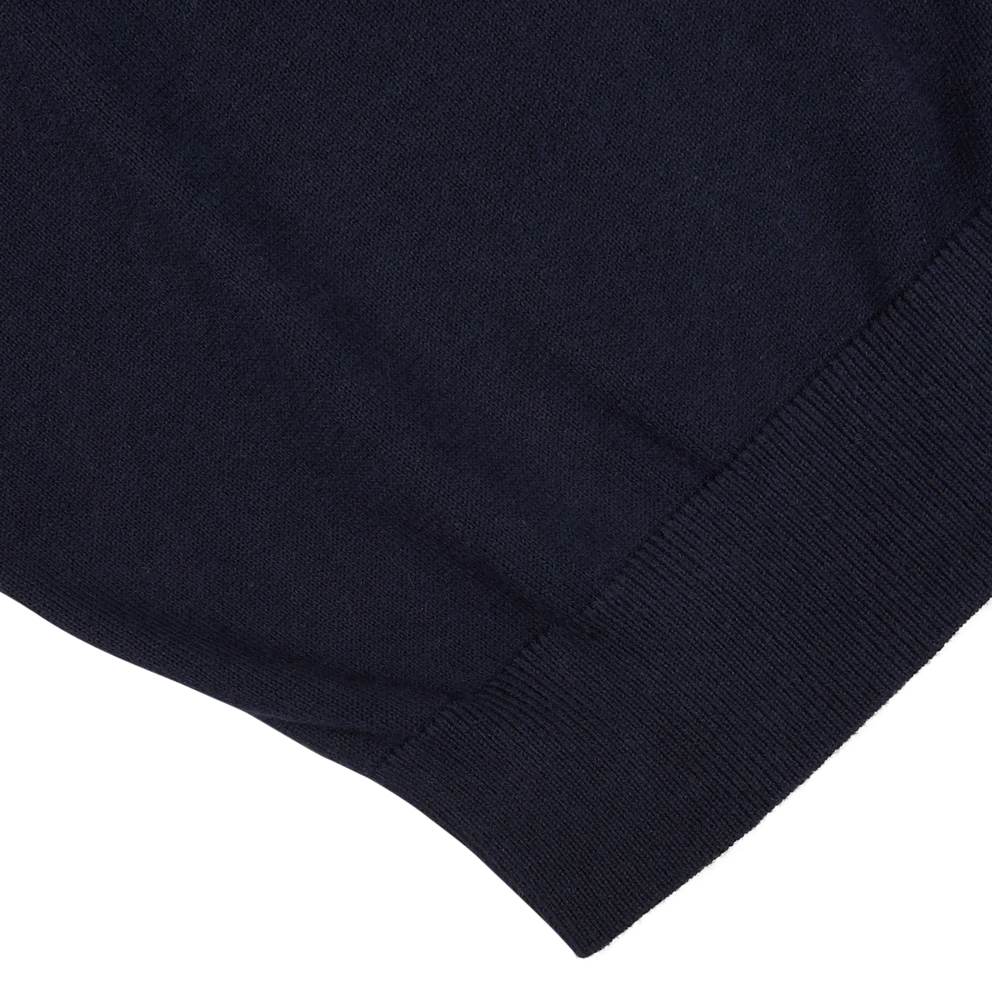 Navy Blue Luxury Cotton V-Neck Sweater