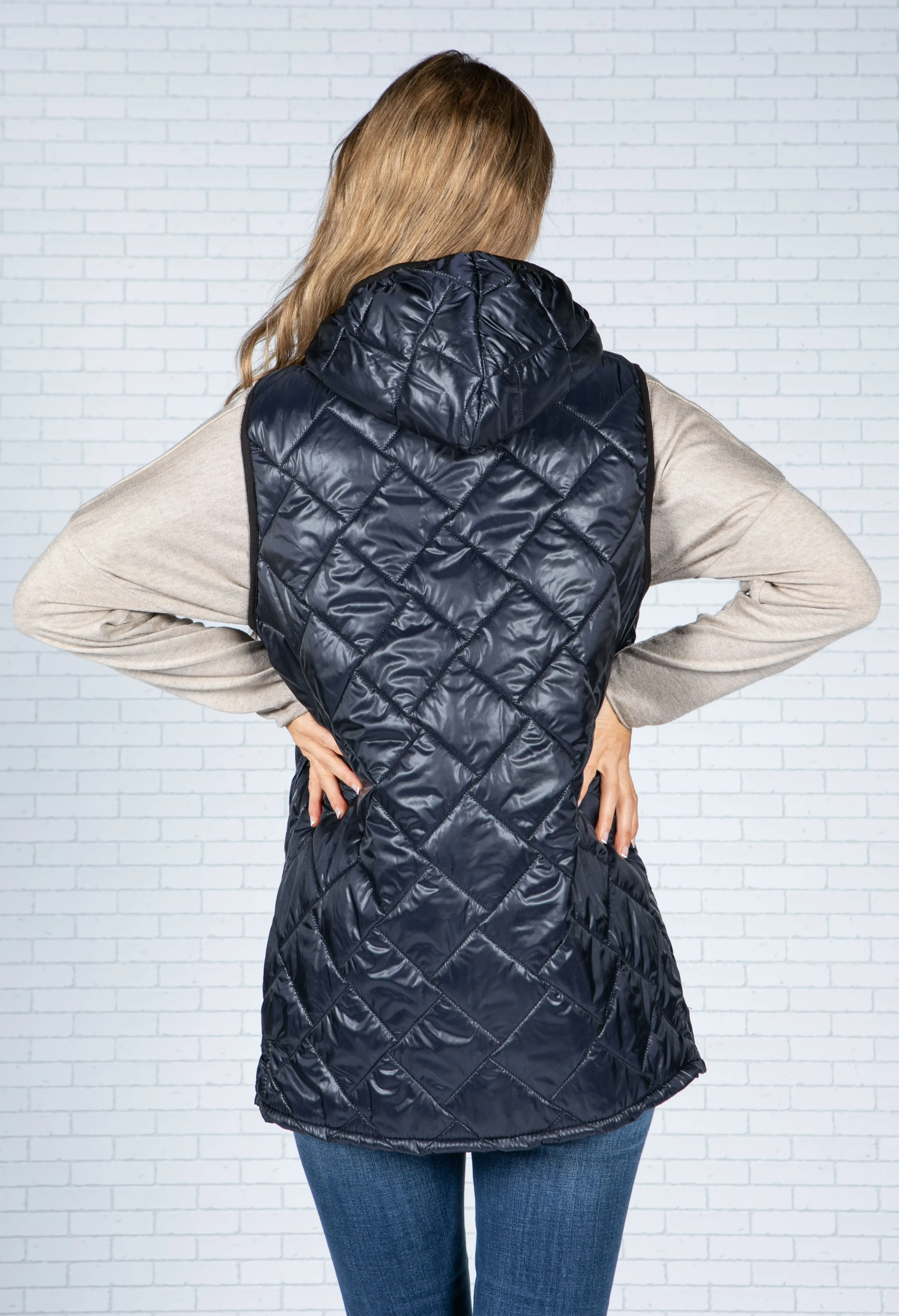 Navy Quilted Gilet with Logo Pockets