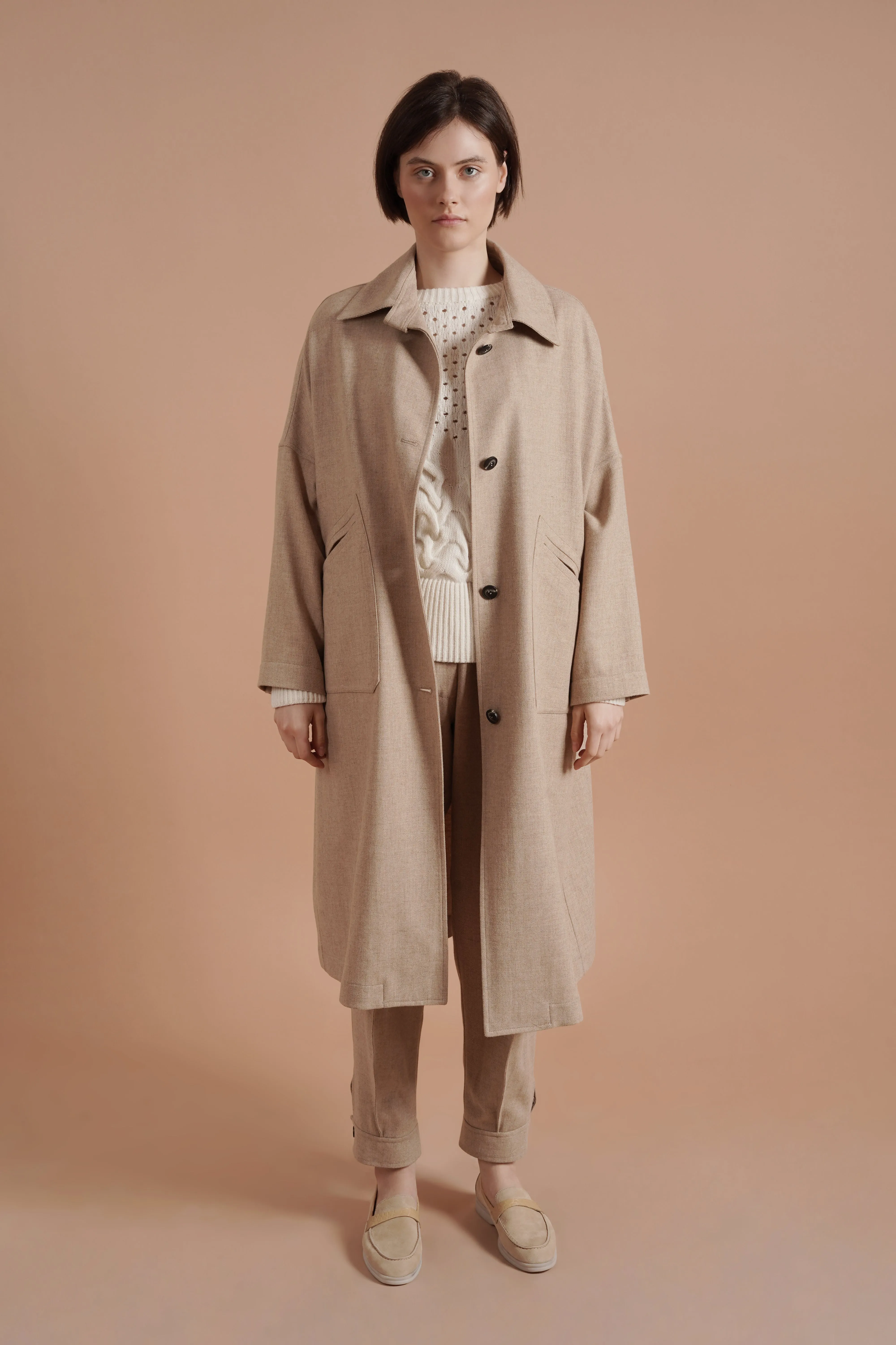 Neutral Elegance Long Coat