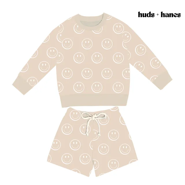 Neutral Smiley | Crewneck Sweatshirt Short Set