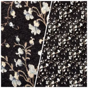 NEW Duke Josiah Small Floral Velvet Chenille Upholstery Fabric - Brown Aqua Beige