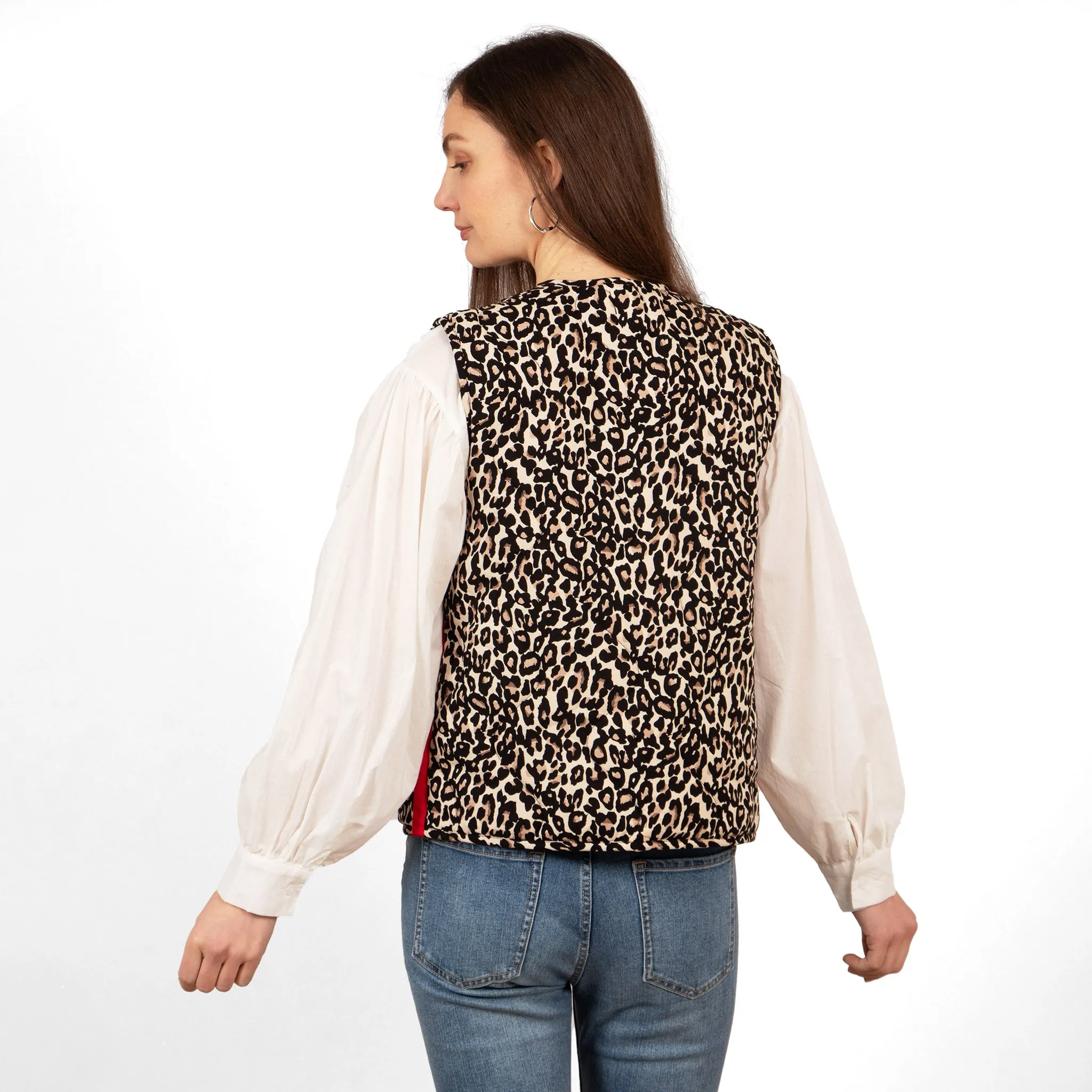 Noa Quilted Gilet - Natural/Red, Leopard