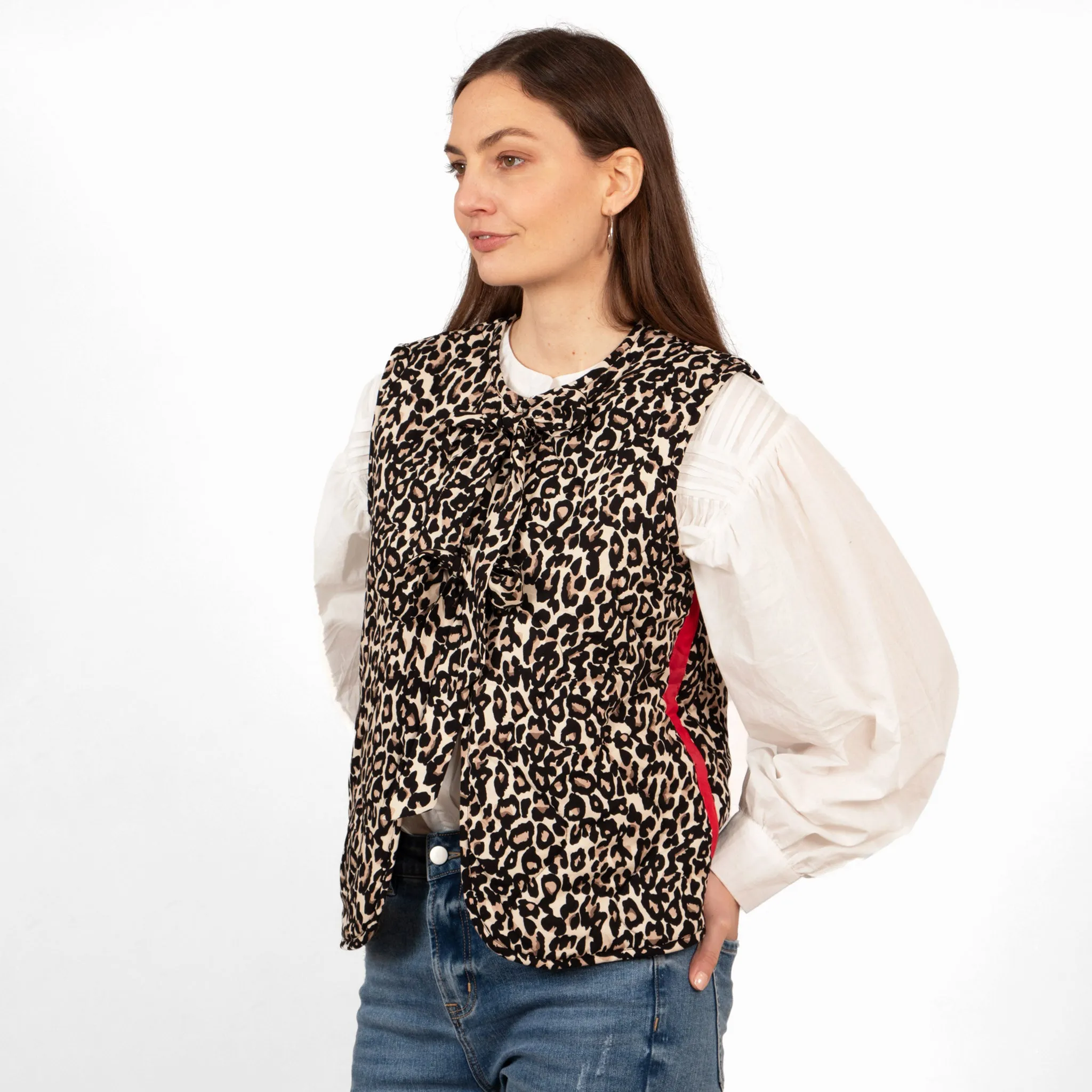 Noa Quilted Gilet - Natural/Red, Leopard