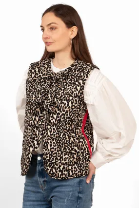 Noa Quilted Gilet - Natural/Red, Leopard