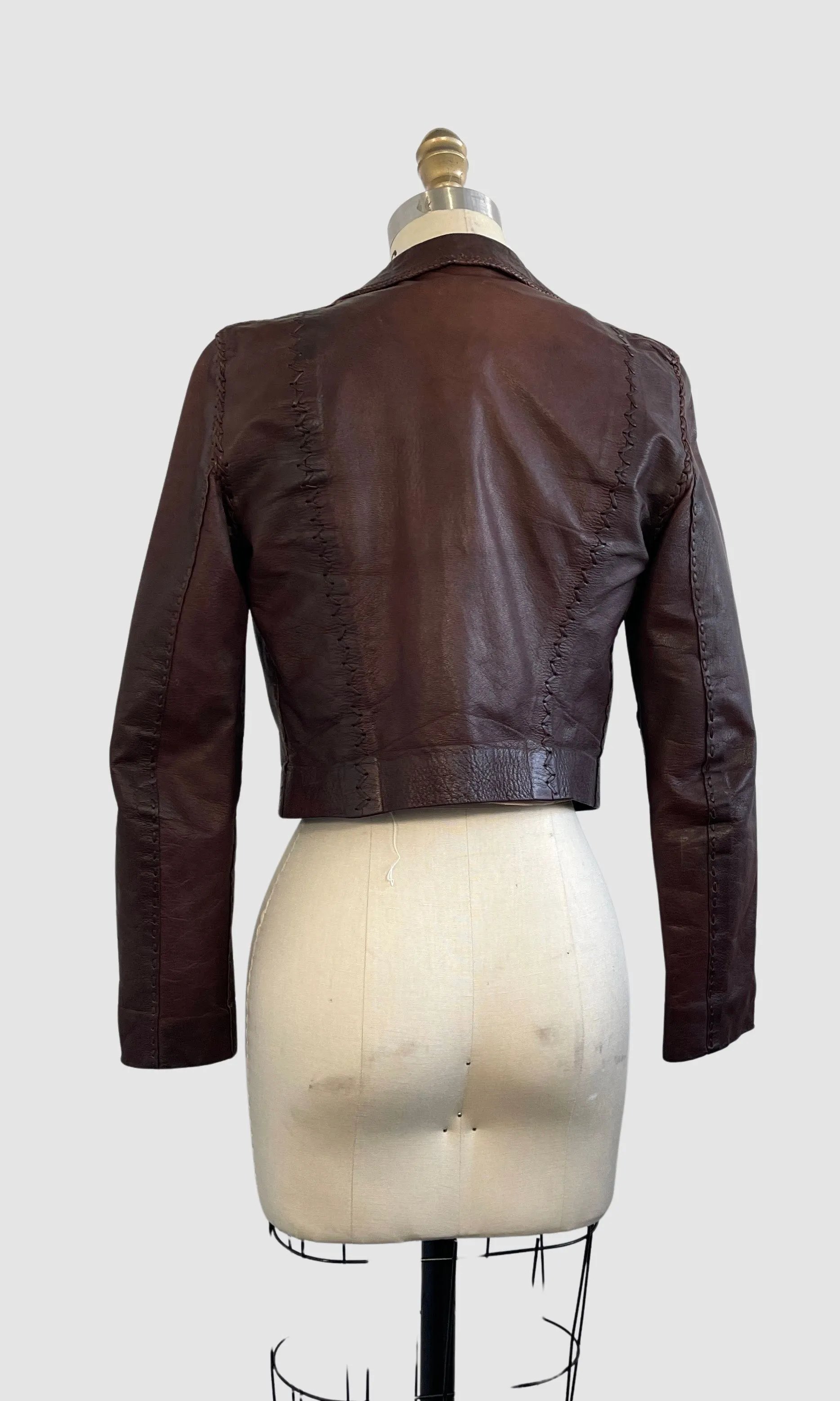 NORTH BEACH LEATHER 60s Crop Handcrafted Rockstar Jacket, Size X Small