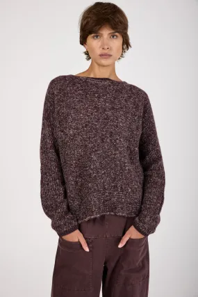 Oversized Boat Neck Sweater in Aubergine