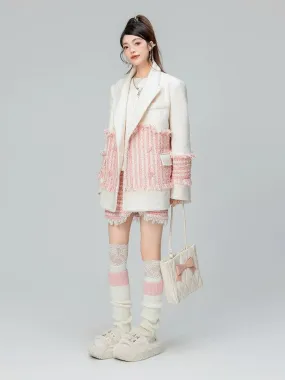 Patchwork Wool Long Coat Jacket