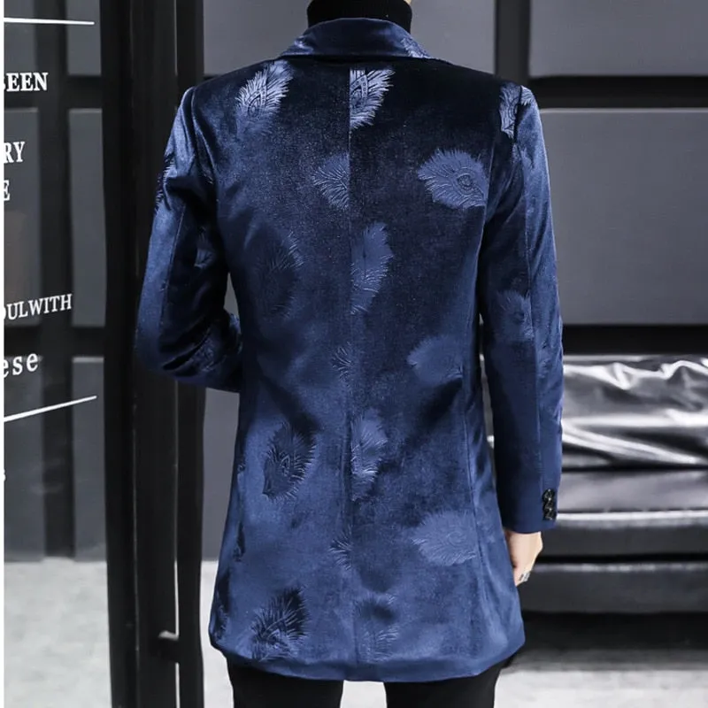 Peacock Feather Double Button Coat