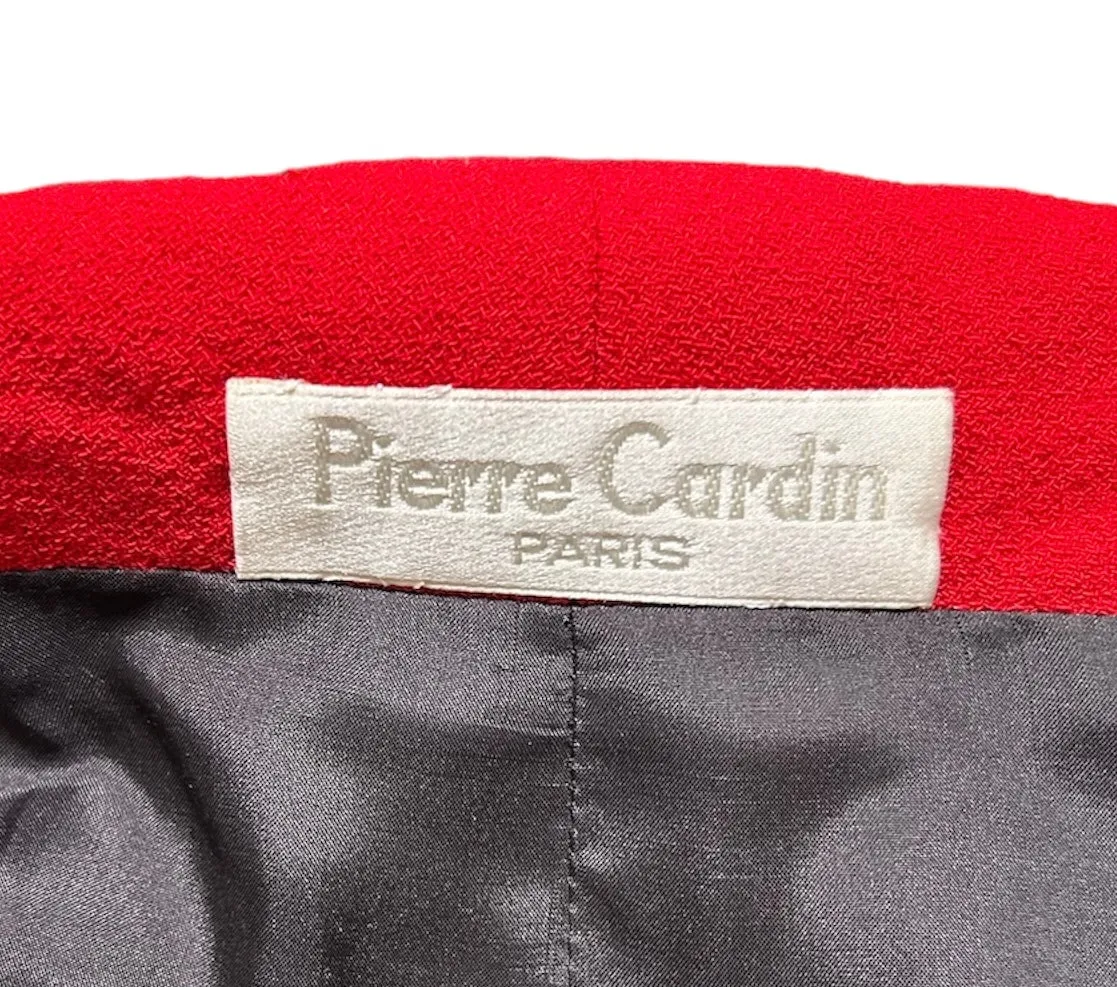 Pierre Cardin 80's Couture Red & Black Coat with Leather Accents