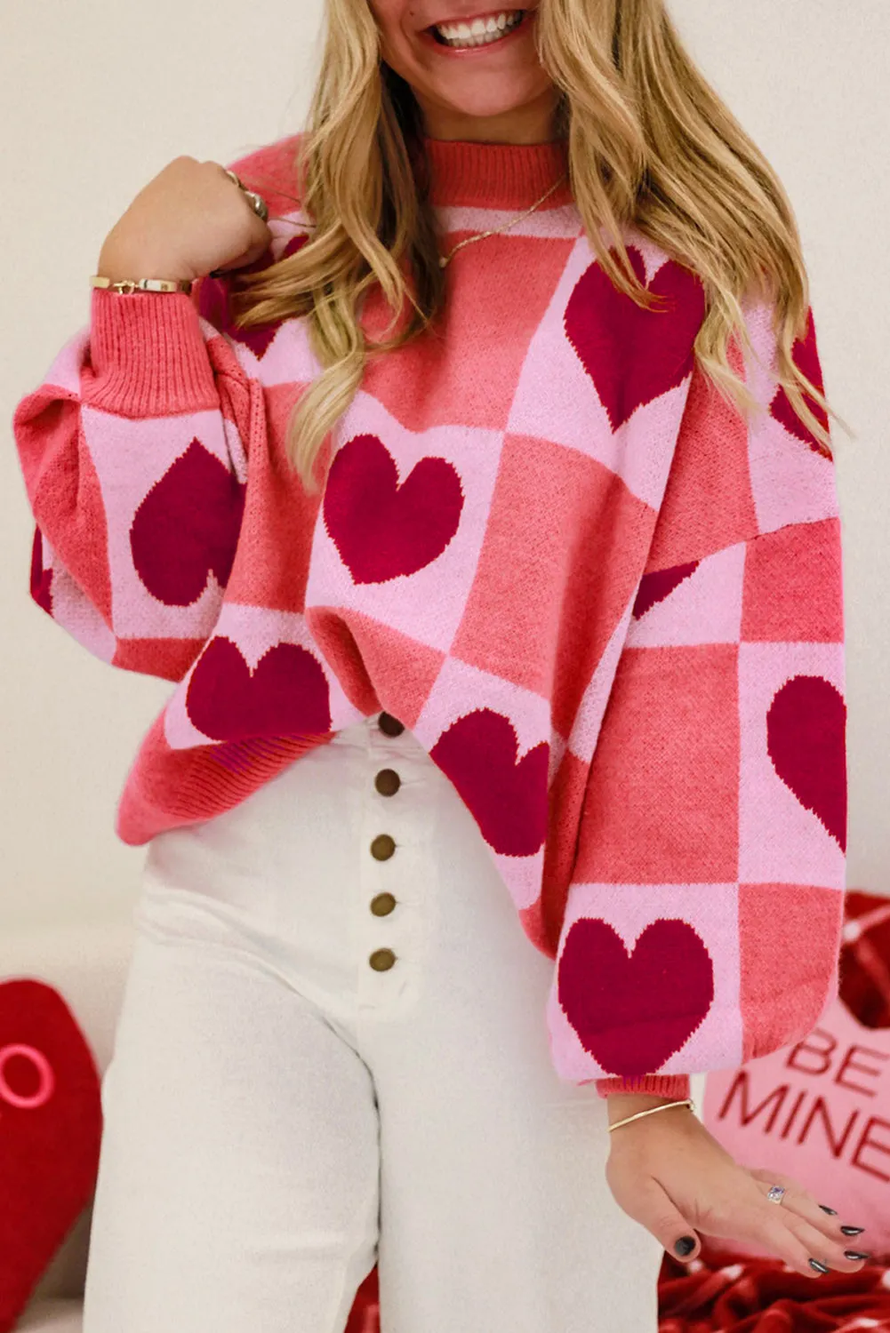 Plus Size Love Hearts Valentine Sweater