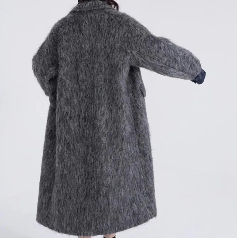 Pre Order:  Dark Gray Warm Woolen Long Overcoat