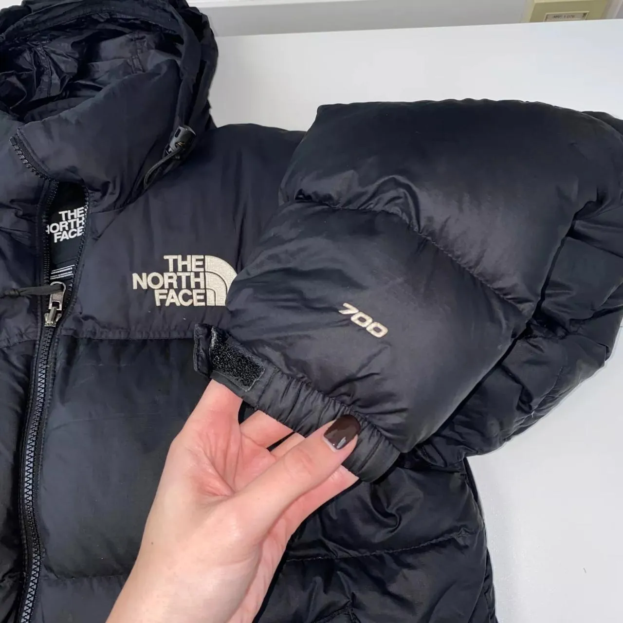 Preowned The North Face Nuptse Mens Down Puffer Jacket 700 Size M Black Genuine TNF