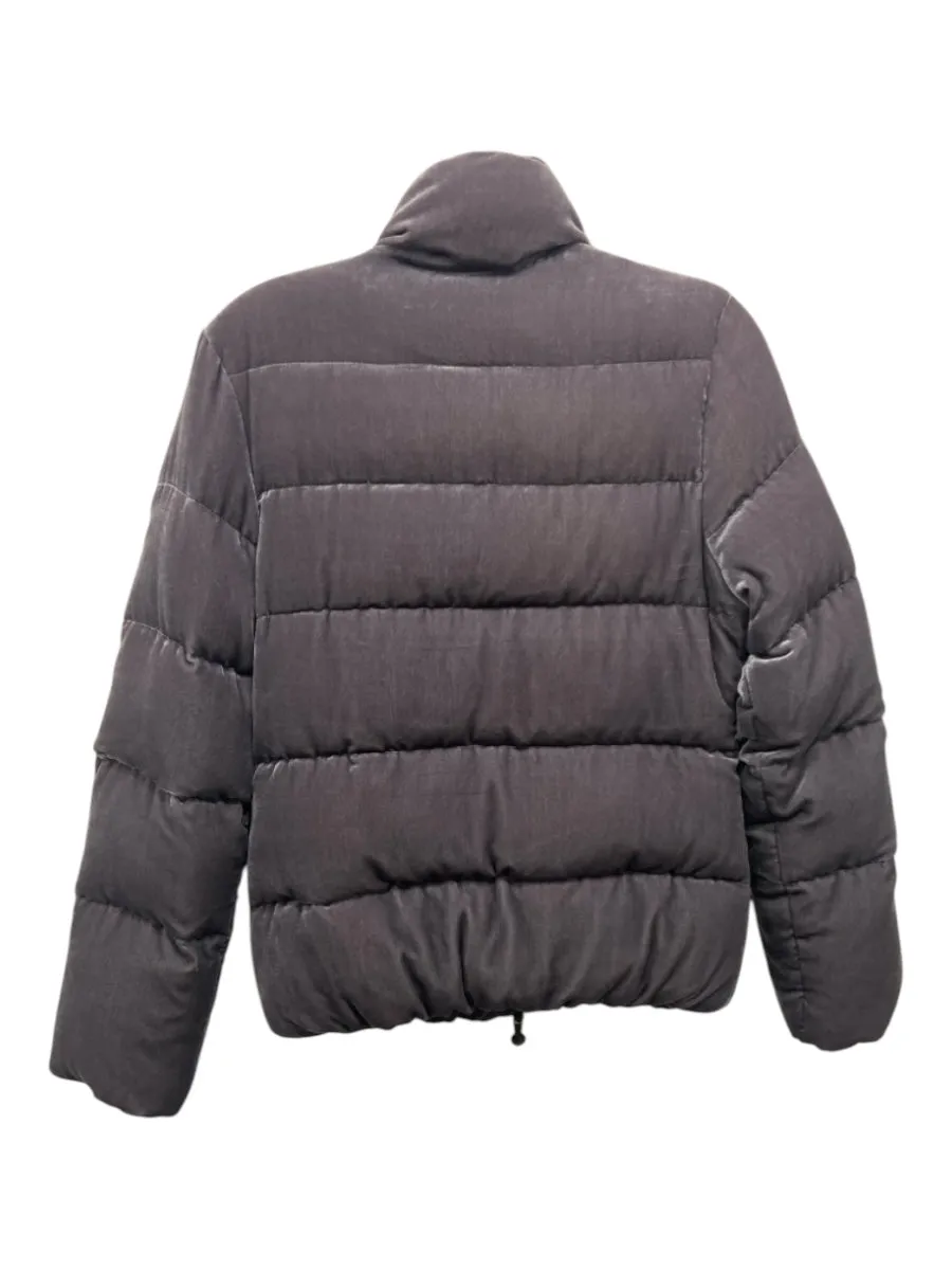 Pyrenex Gray Viscose Blend Velvet Puffer Zip Quilted Jacket (Outdoor)