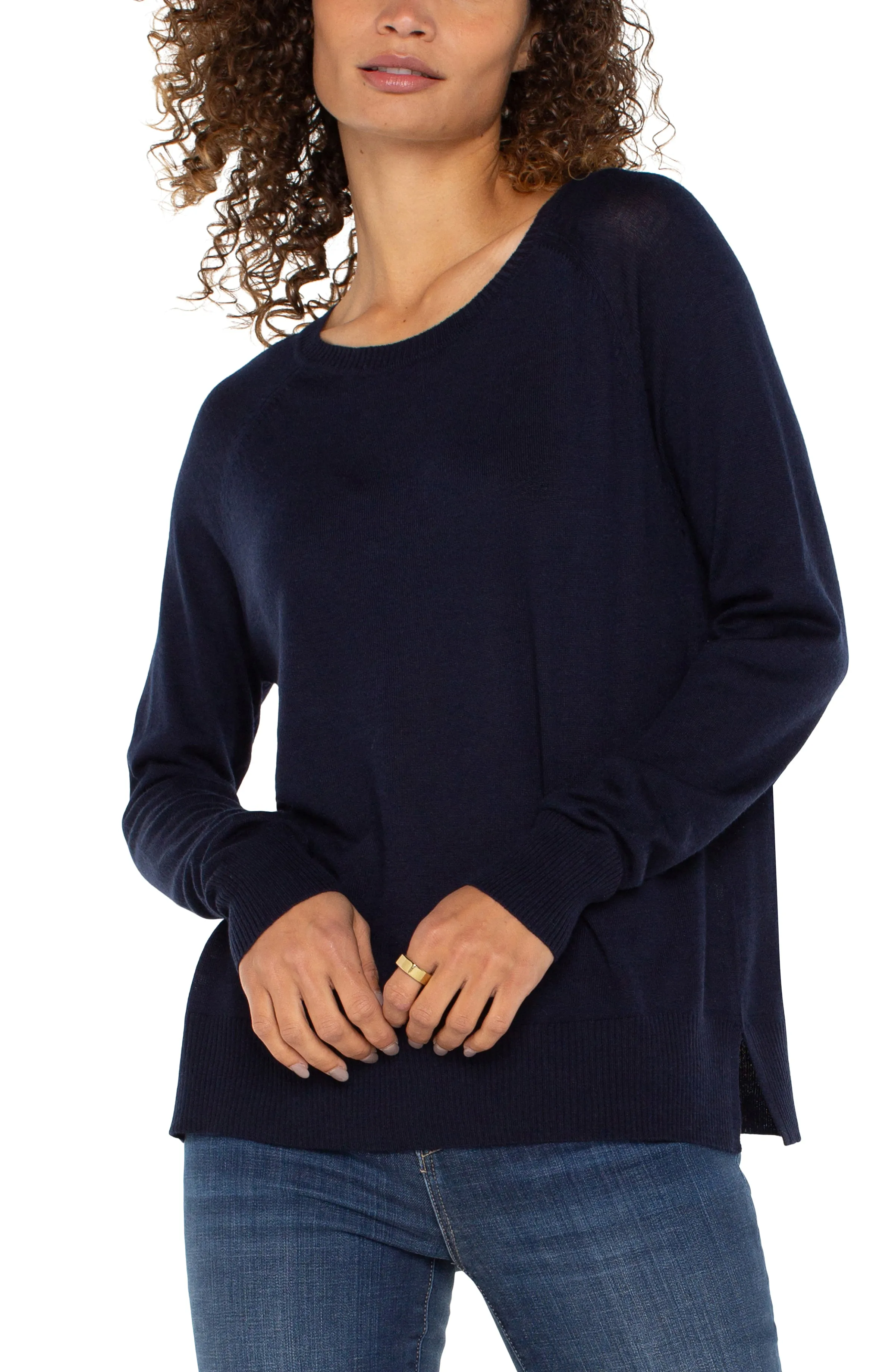 RAGLAN SWEATER WITH SIDE SLITS