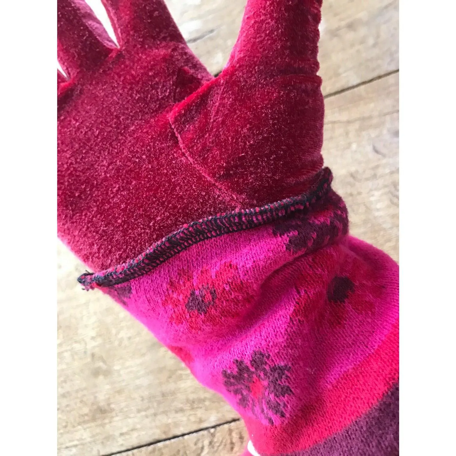 Recycled sweater full finger gloves. Toasty soft VELVET winter gloves stretch fit. Many colors or special order a color.