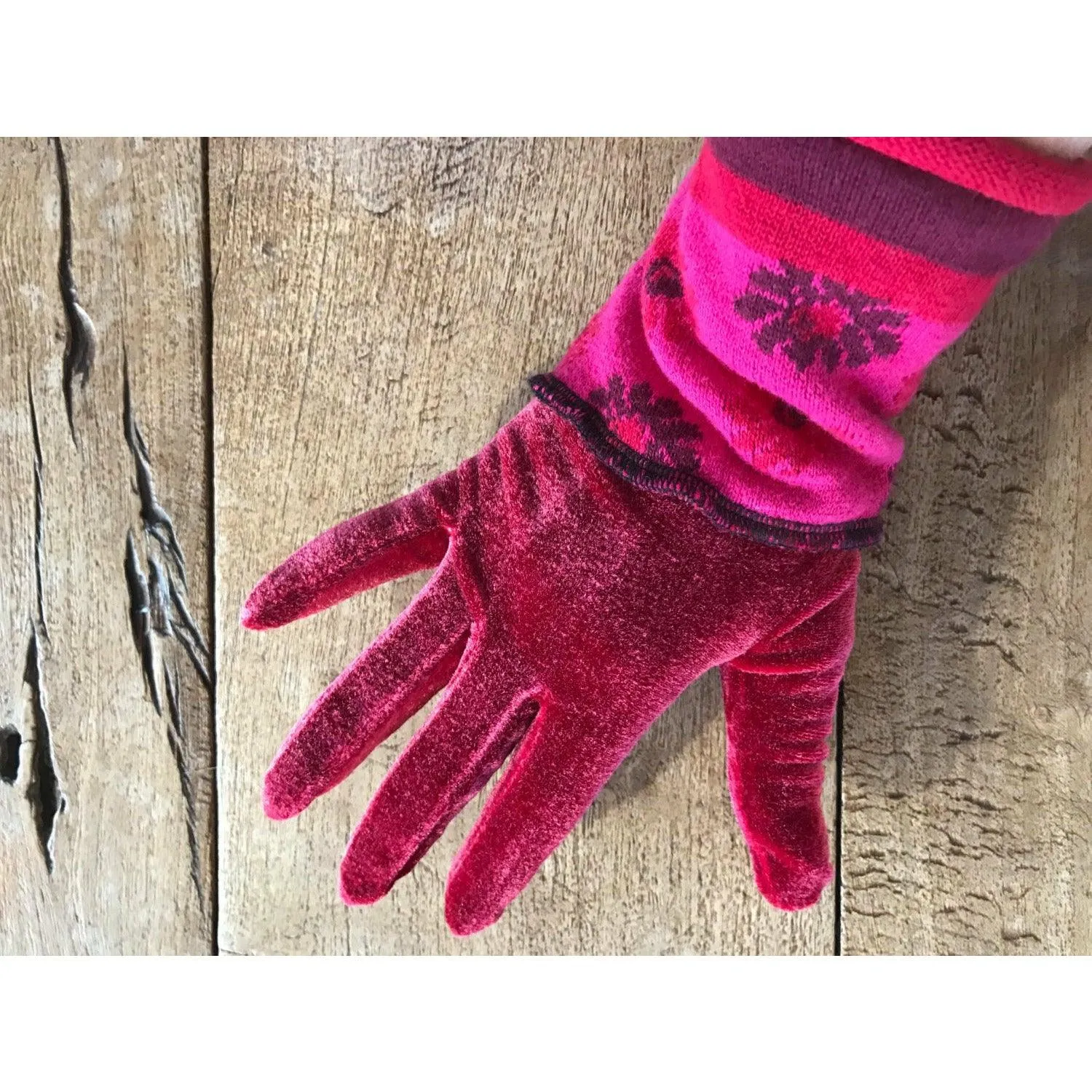 Recycled sweater full finger gloves. Toasty soft VELVET winter gloves stretch fit. Many colors or special order a color.