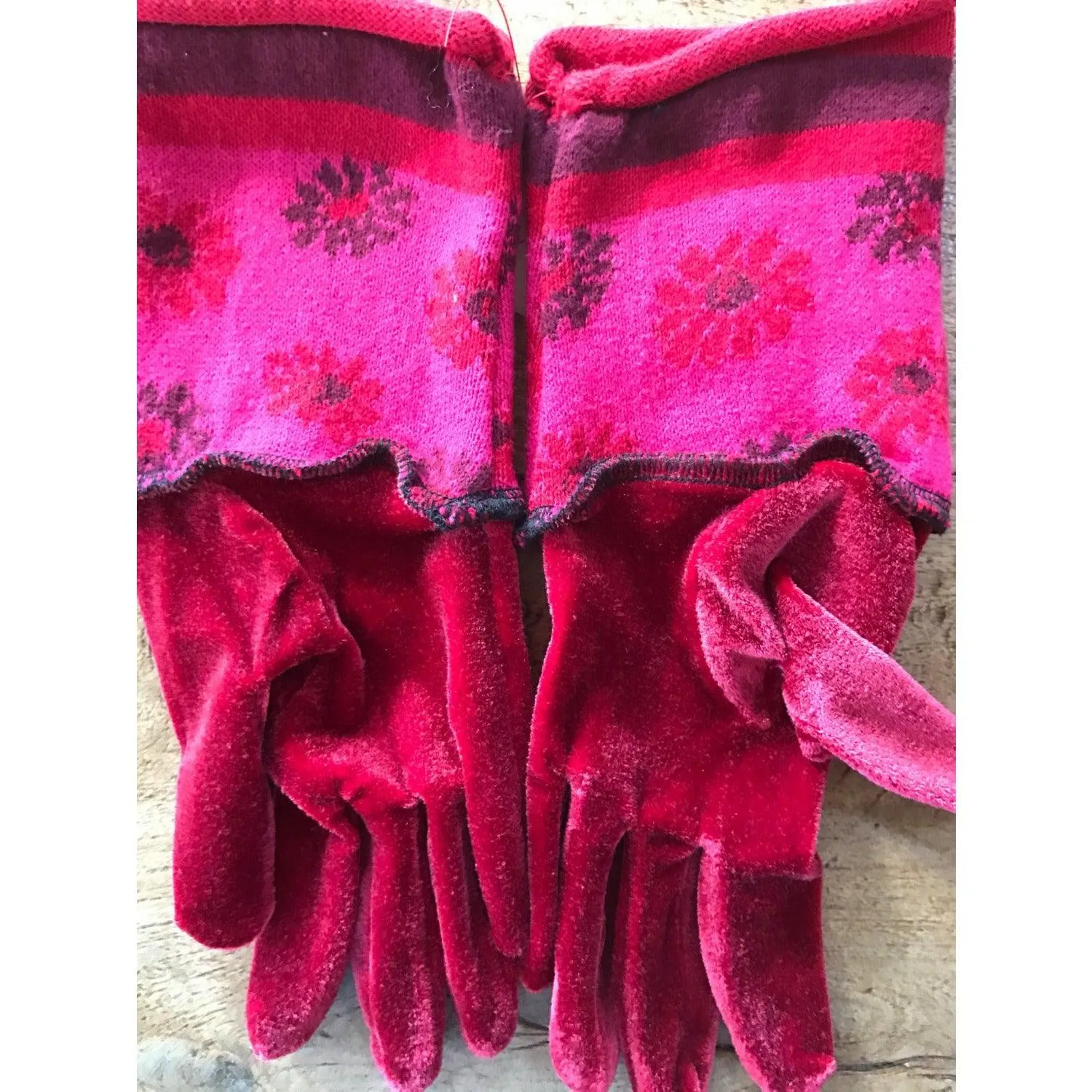 Recycled sweater full finger gloves. Toasty soft VELVET winter gloves stretch fit. Many colors or special order a color.