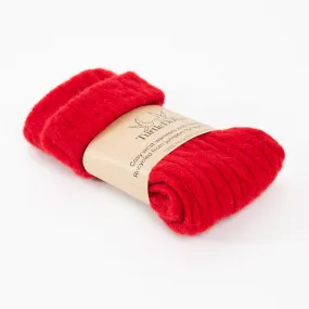 Red Cable Cashmere Fingerless Gloves