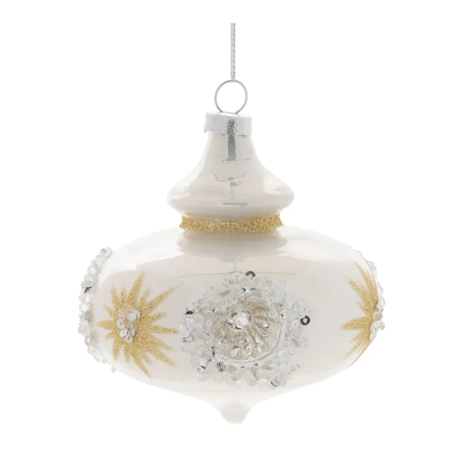 Reflector Ornament - White/Gold by Melrose Intl.