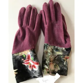 Repurposed up cycles recycled sweater into full finger gloves. Soft VELVET winter gloves stretch fit. Many colors or special order a color.