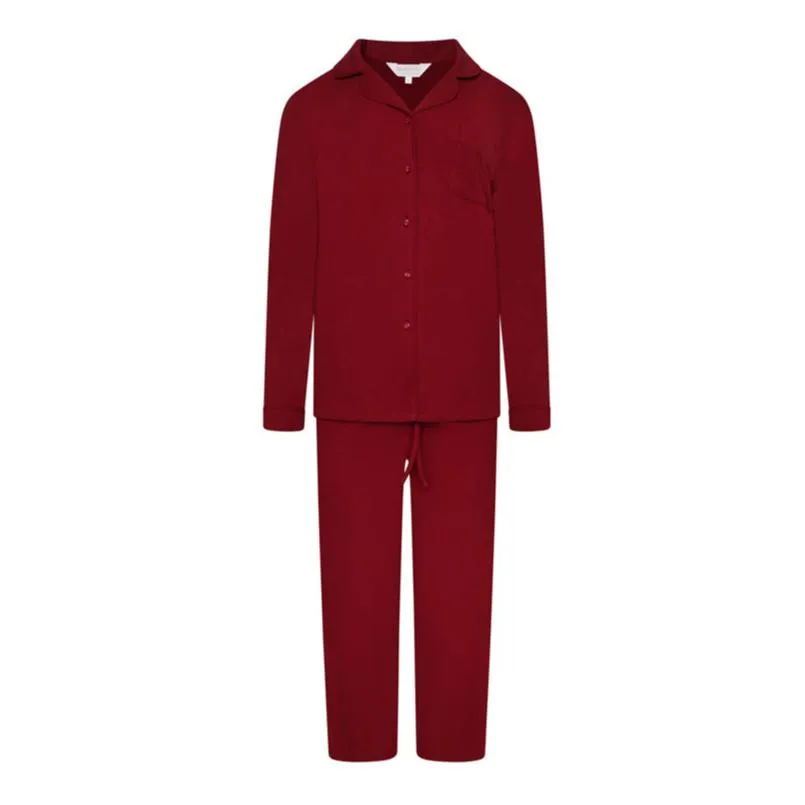 Ribbed Sleep Trouser Set- Cherry