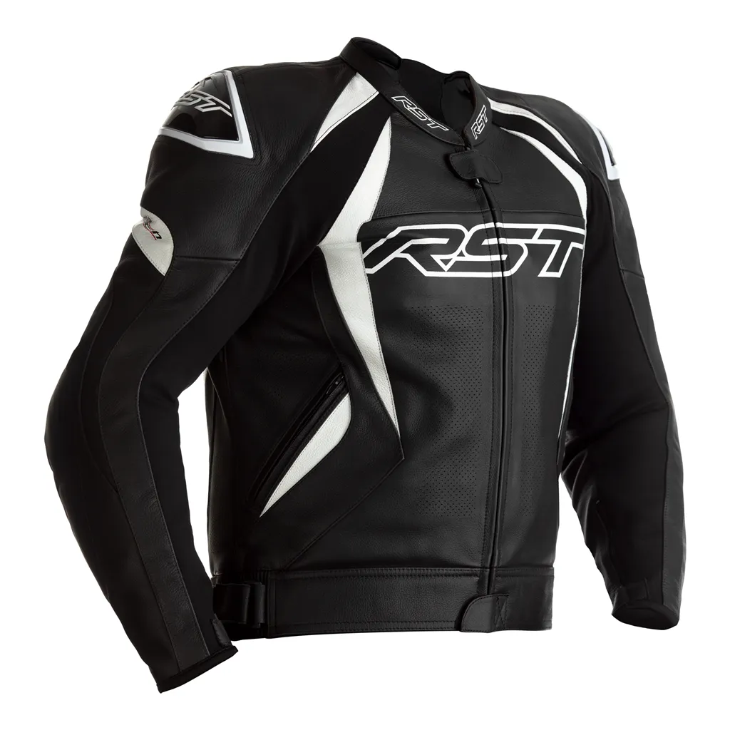 RST Tractech Evo 4 CE Leather Jacket - Black / White