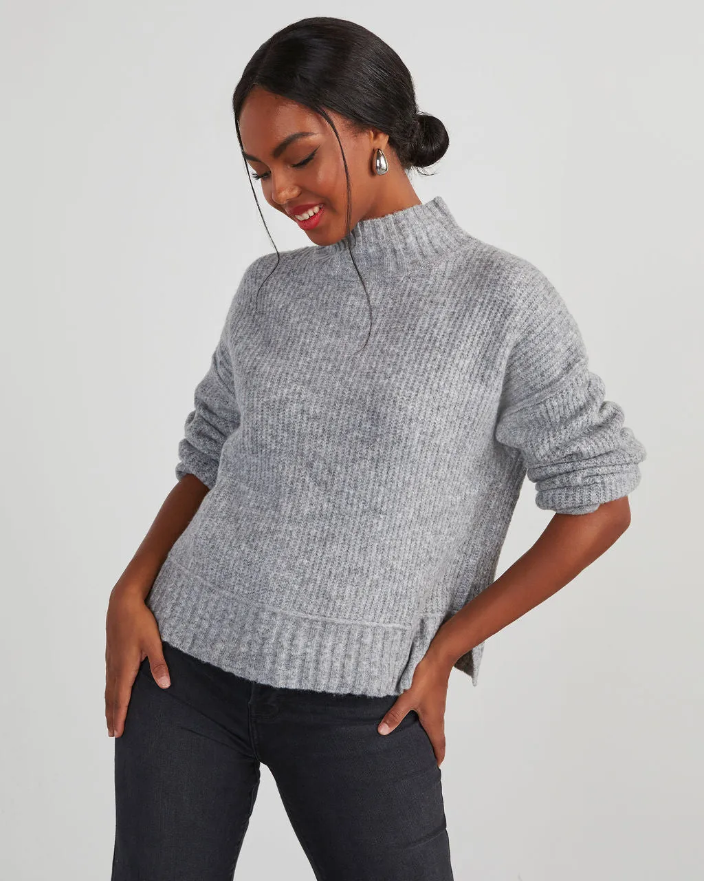 Same Energy Marled Mock Neck Sweater