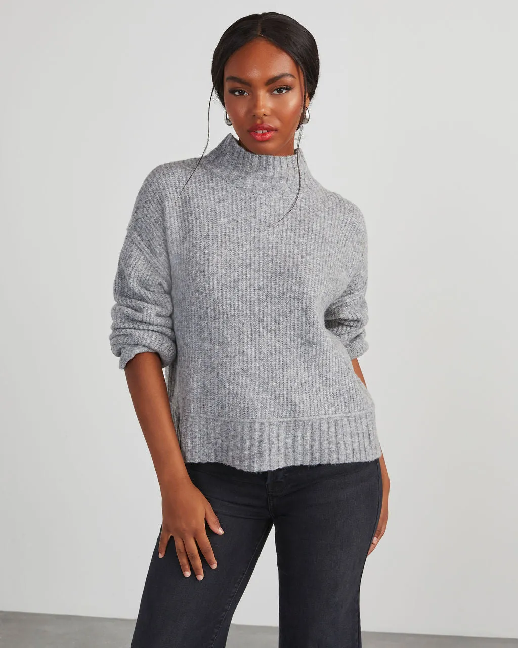 Same Energy Marled Mock Neck Sweater