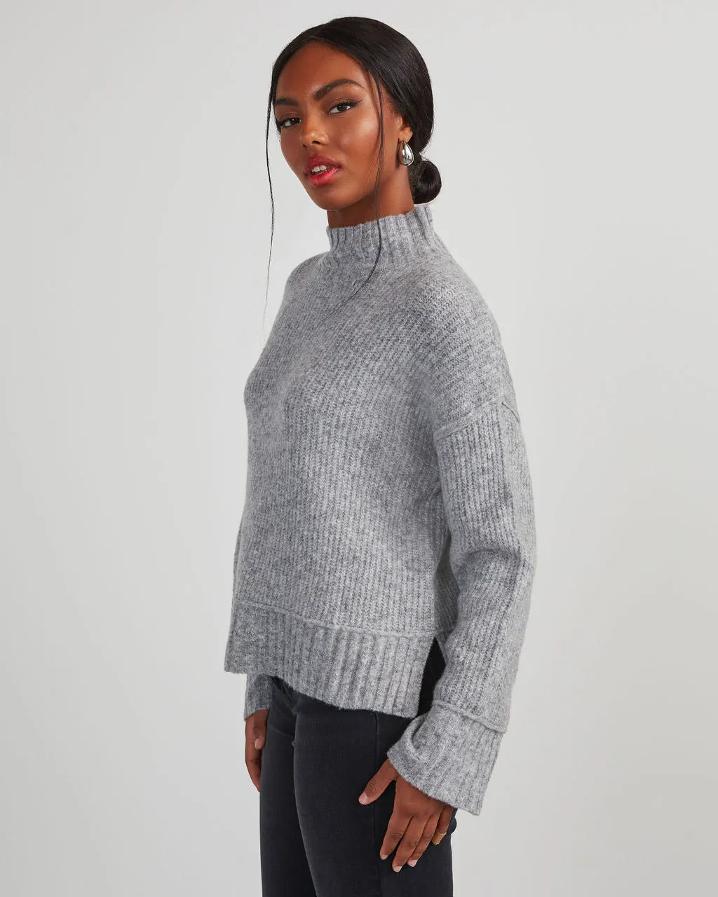 Same Energy Marled Mock Neck Sweater