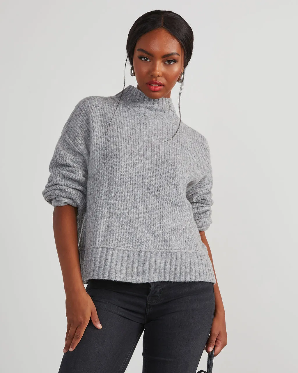 Same Energy Marled Mock Neck Sweater