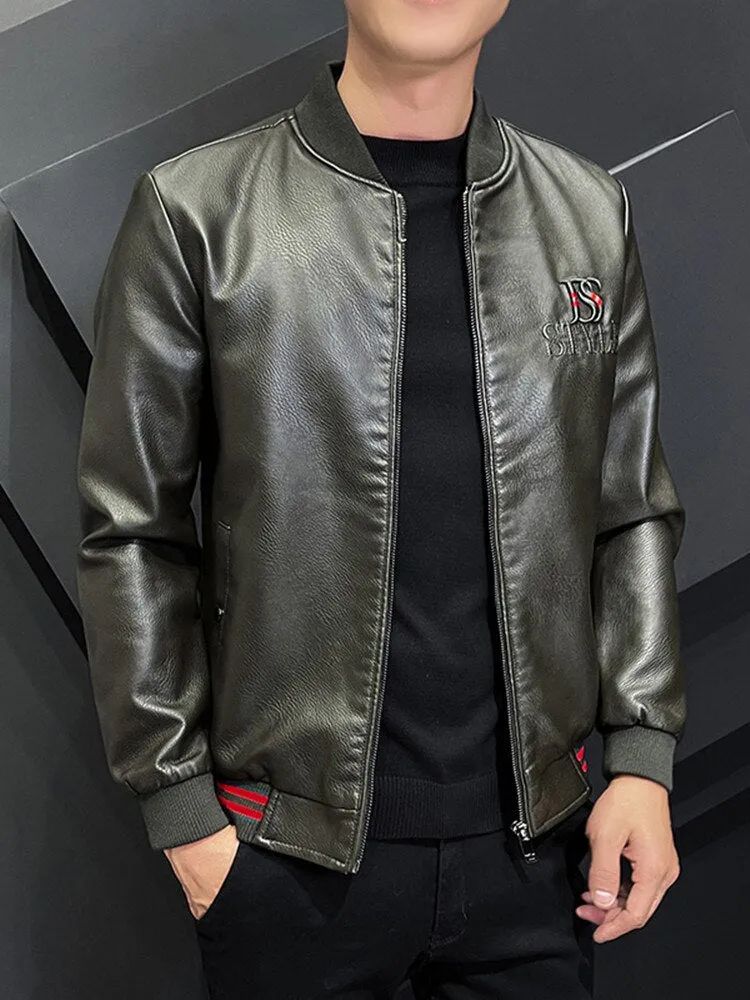 Spring Mens Bomber Jackets Fashion Men Faux Leather Coat Zipper Overcoat Motor Jacket Motorcycle Bikers Men Clothing