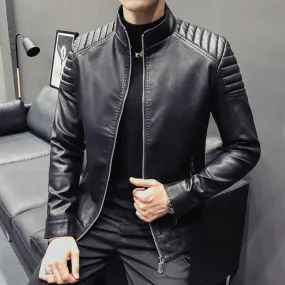 Spring Mens Bomber Jackets Fashion Men Faux Leather Coat Zipper Overcoat Motor Jacket Motorcycle Bikers Men Clothing