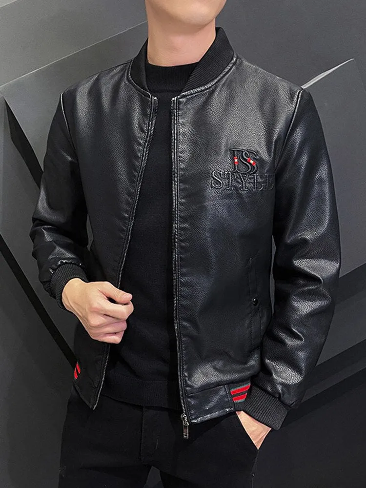 Spring Mens Bomber Jackets Fashion Men Faux Leather Coat Zipper Overcoat Motor Jacket Motorcycle Bikers Men Clothing