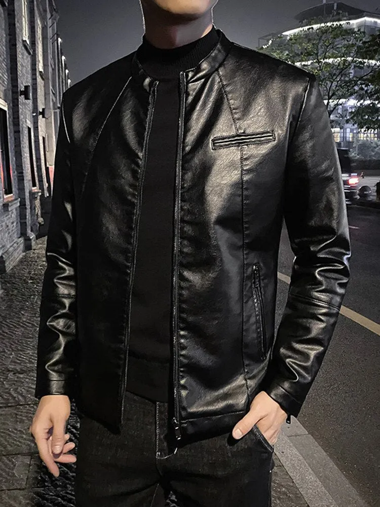 Spring Mens Bomber Jackets Fashion Men Faux Leather Coat Zipper Overcoat Motor Jacket Motorcycle Bikers Men Clothing