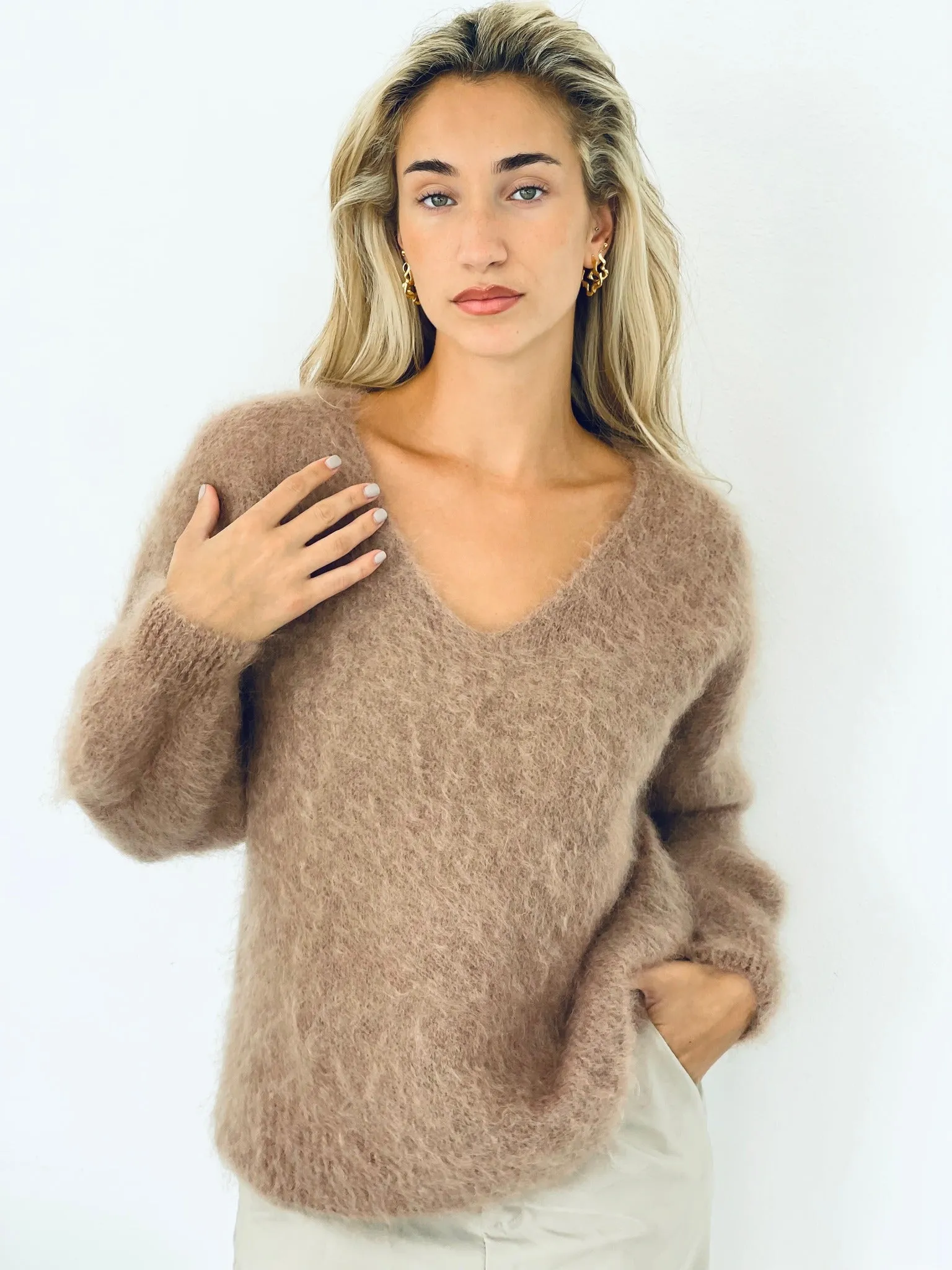 St Tropez Mohair Long Sleeved Sweater - Camel