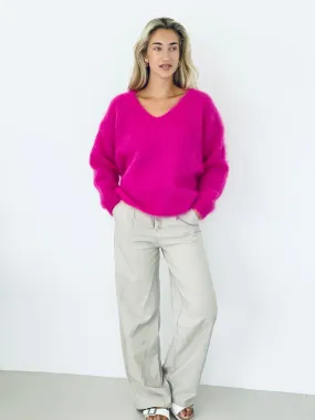 St Tropez Mohair Long Sleeved Sweater - Fluo Pink