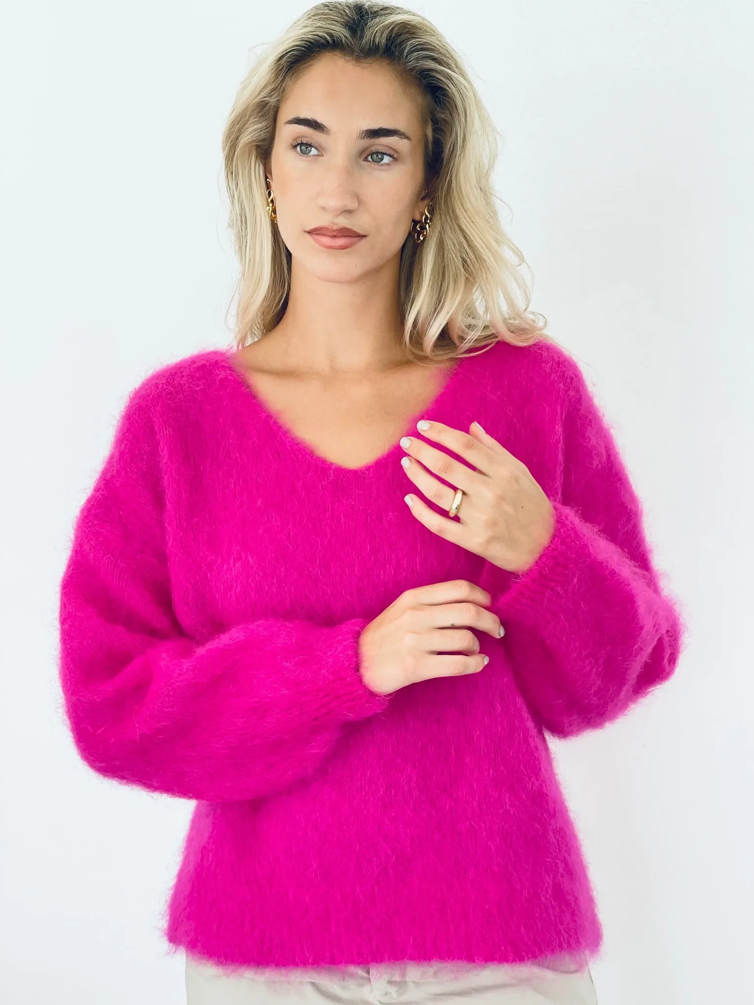 St Tropez Mohair Long Sleeved Sweater - Fluo Pink