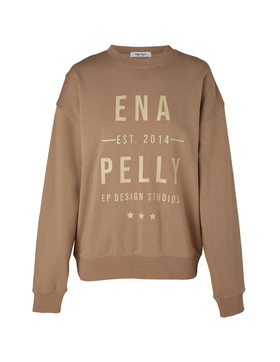 Stacked Text Sweater - Taupe