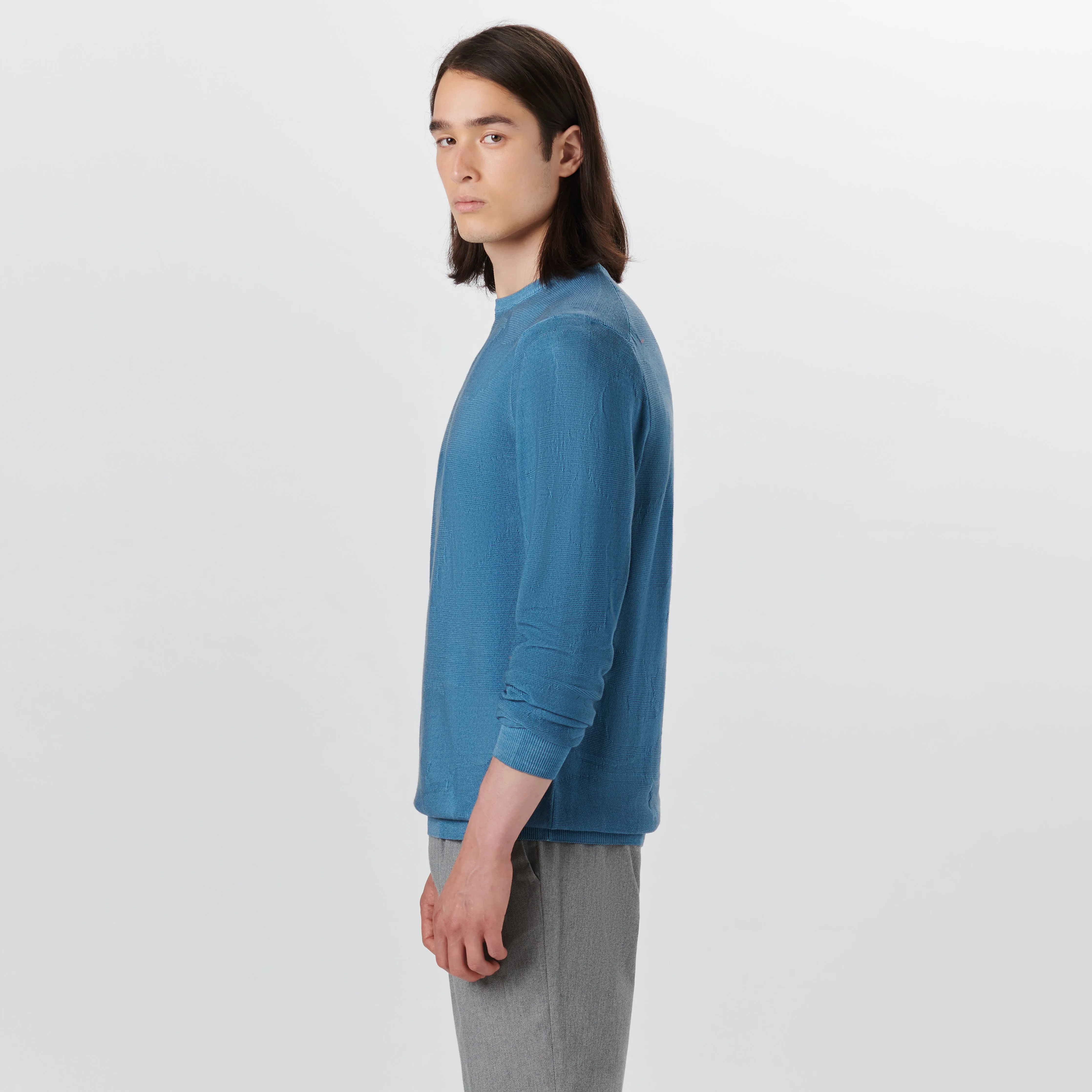 Super Merino Crew Neck Jacquard Sweater