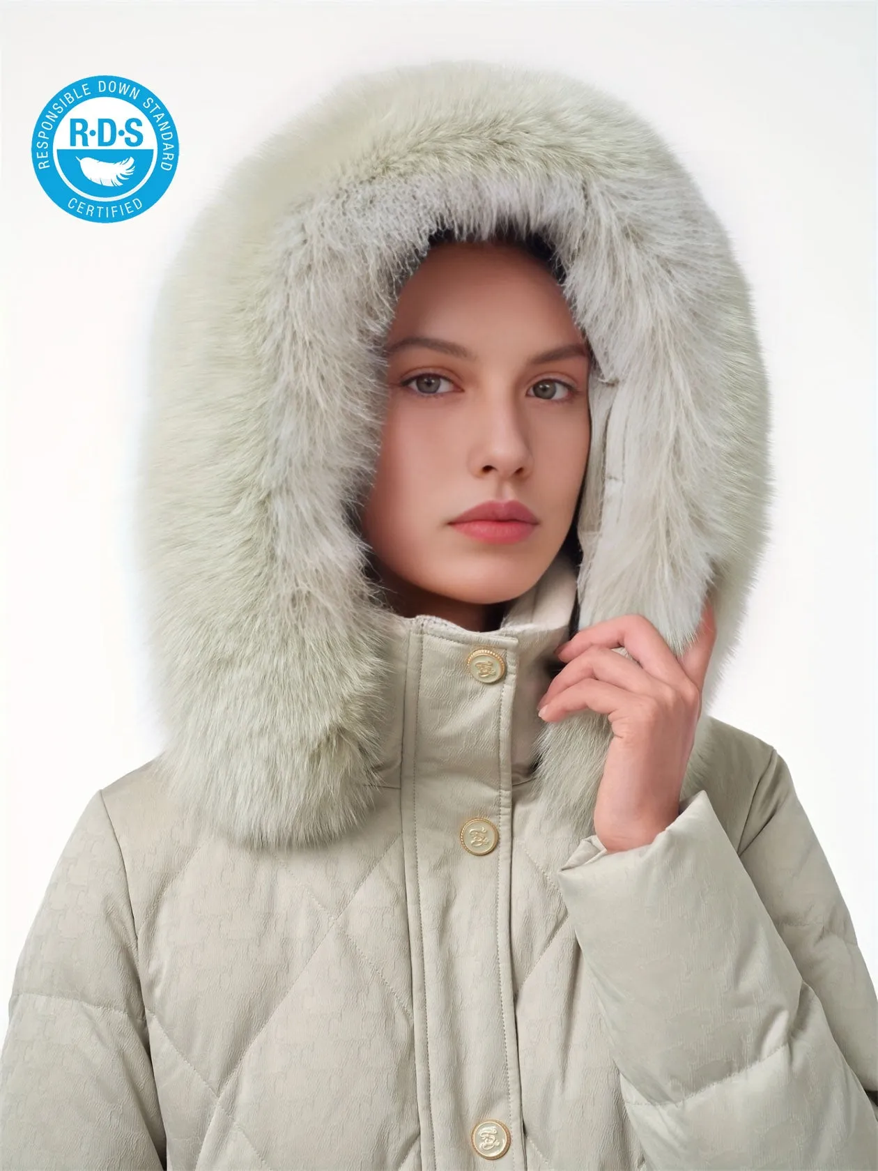 TANBOER Women Hooded Down Jacket With Fur Hood