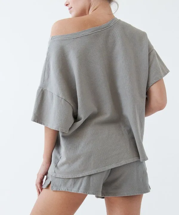 TEEK - GREY OLIVE DYE OVERSIZE TOP