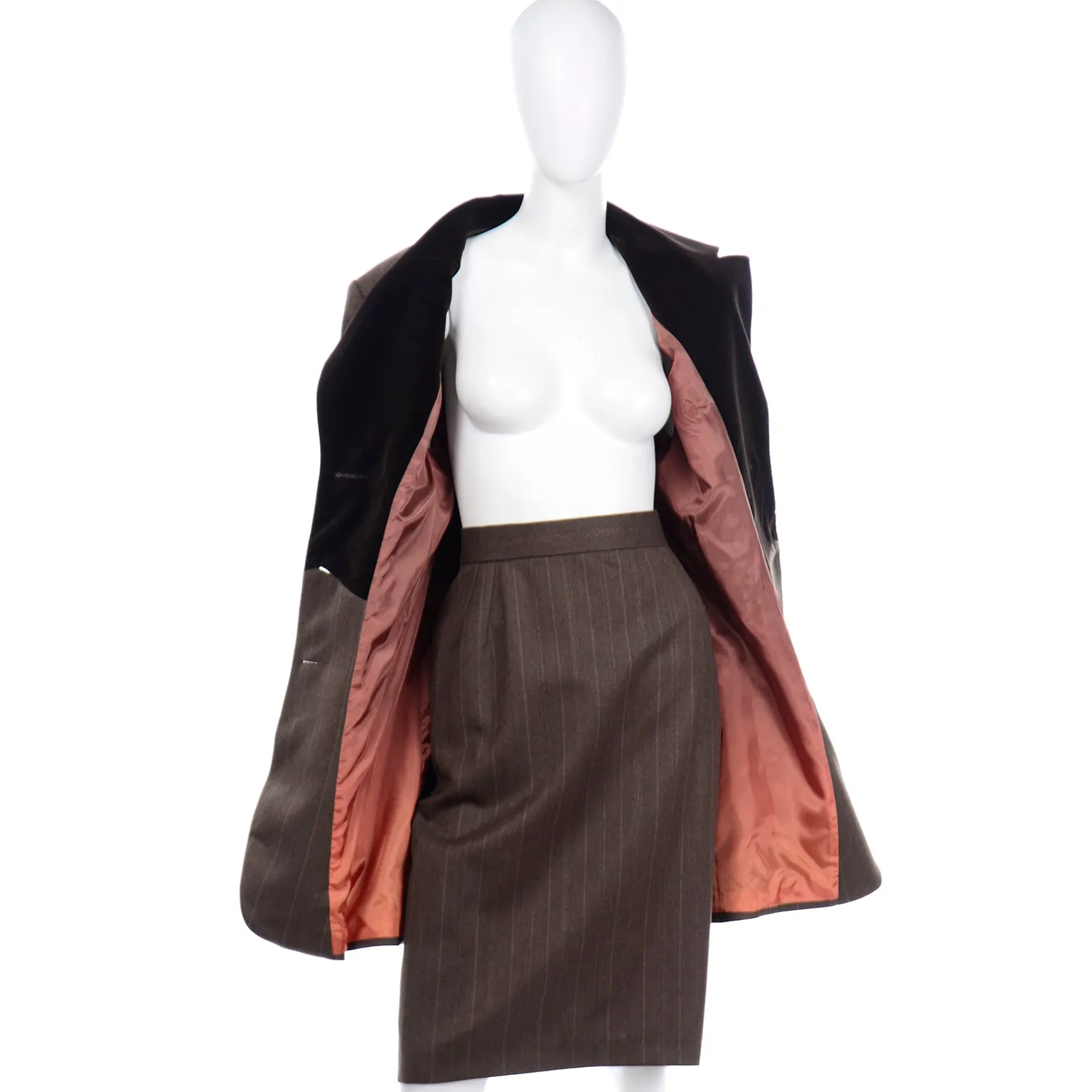 Tomasz Starzewski Vintage Equestrian Style Brown Jacket And Skirt Suit