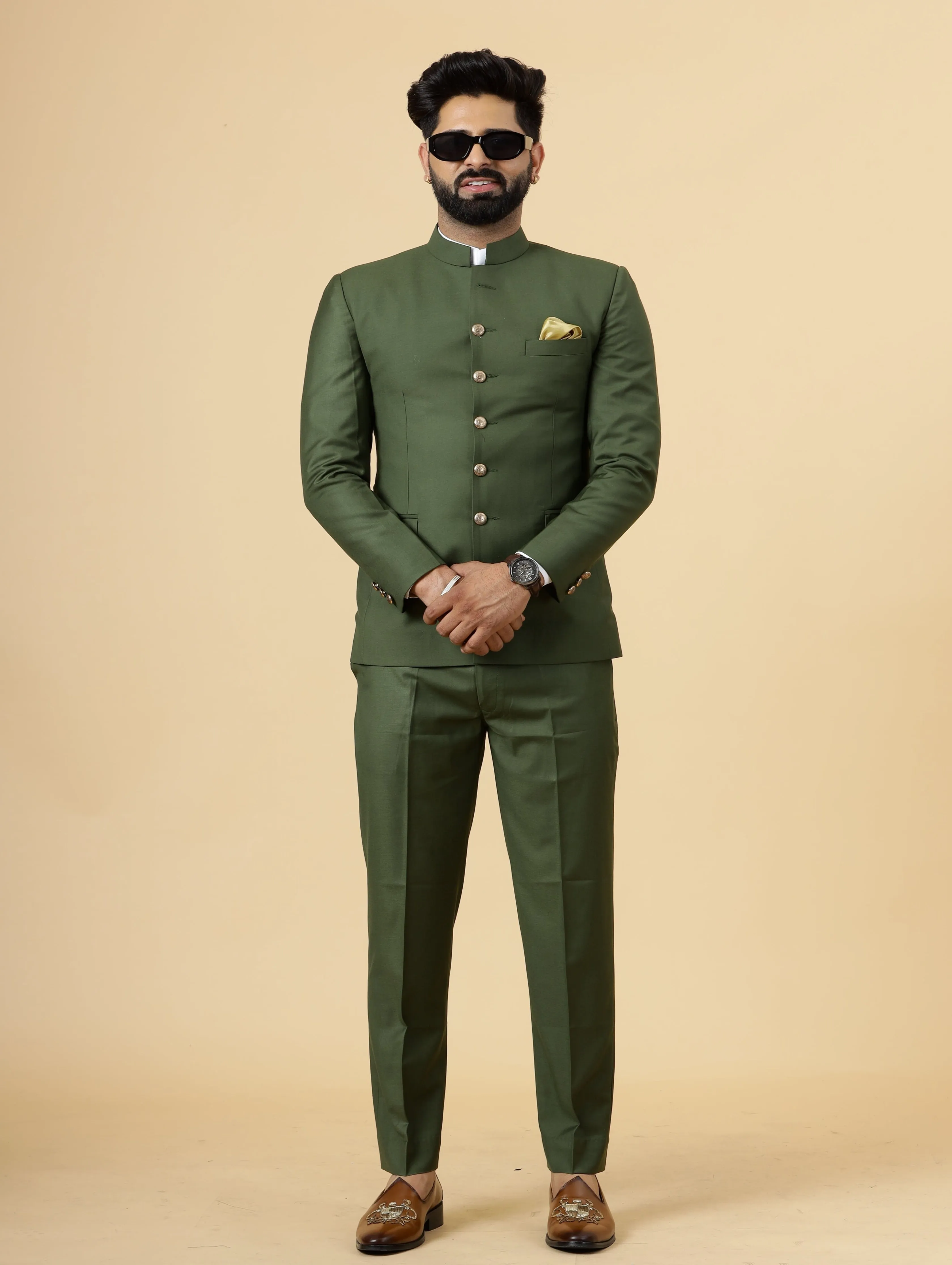 Traditional Seaweed Green Jodhpuri Suit | Perfect for Wedding and Casual wear|