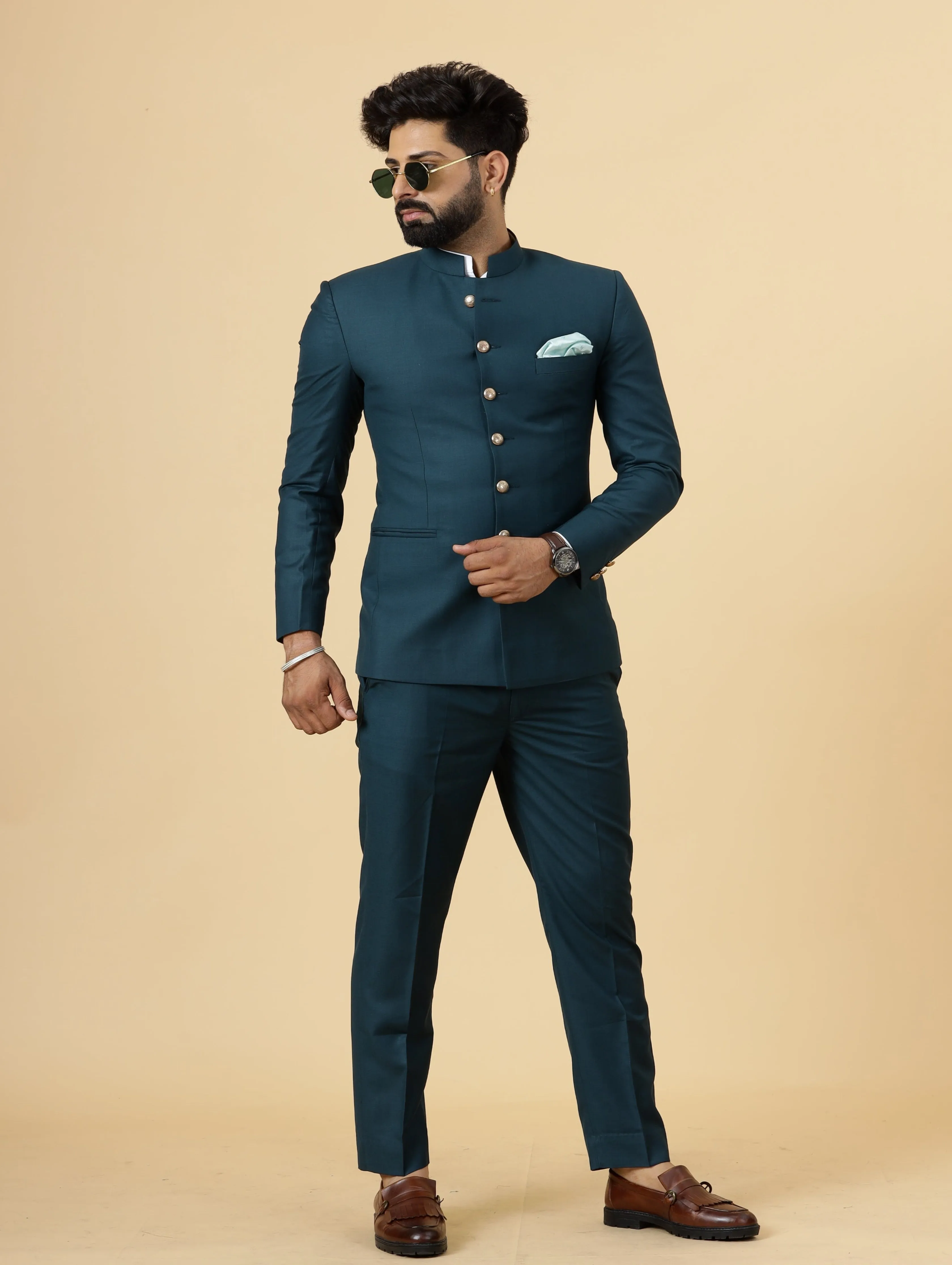 Traditional Teal Jodhpuri Suit | Perfect for Wedding and Casual wear|